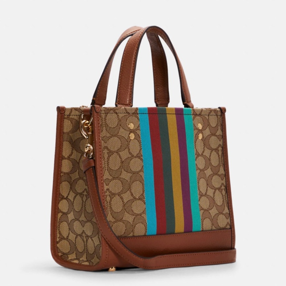 NWT💃Coach Dempsey Tote 22 In Signature Jacquard With Stripe And Coach Patch - Picture 2 of 13